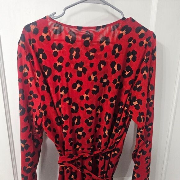 CAbi Red Siren Leopard Wrap Around Dress Cardigan Wear 2 Ways sz xxl - Picture 6 of 11